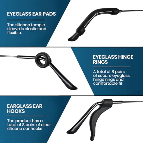MAYCREATE® 50PCS Eyeglasses Retainers Sets, Silicone Anti-Slip Eyeglass Holder, Comfort Ear Grip Hooks Protectors for Spectacle Sunglasses Reading Glasses Eyewear, Black MAYCREATE® 50PCS Eyeglasses Retainers Sets, Silicone Anti-Slip Eyeglass Holder, Comfort Ear Grip Hooks Protectors for Spectacle Sunglasses Reading Glasses Eyewear, Black